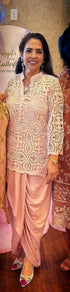 Pink Cutwork Kurta with Dhoti and Singlet