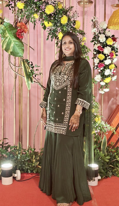 Olive Green Sharara Set