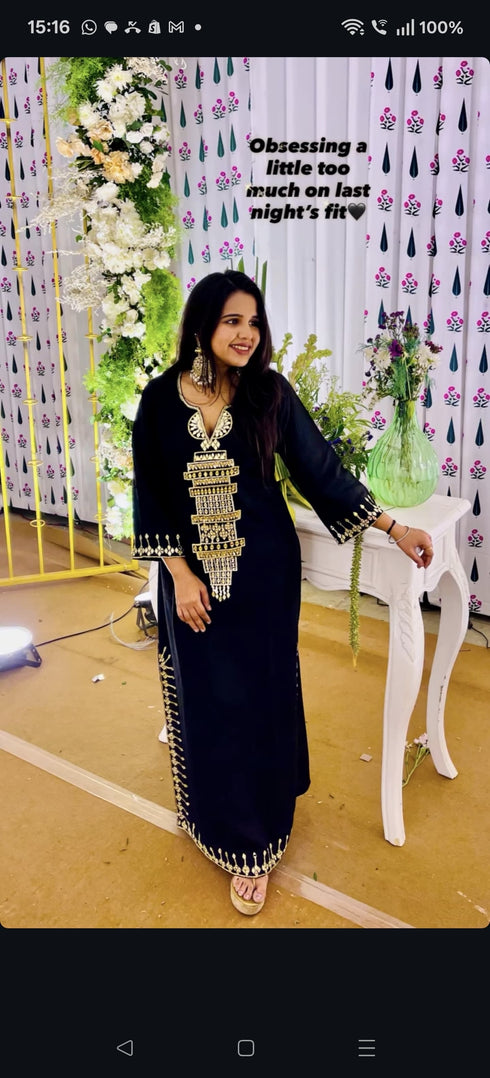 Party Black Kaftan Dress