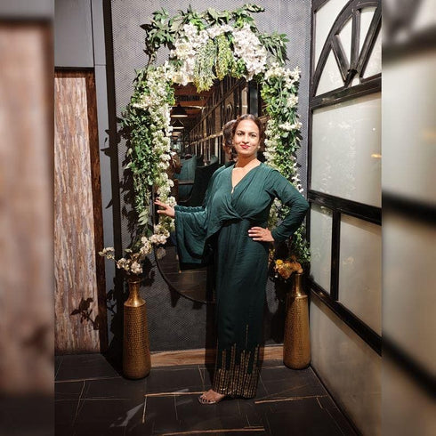 Raveena Drape Green Jumpsuit