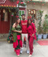 Maroon Green Organza Duppatta Farshi Set
