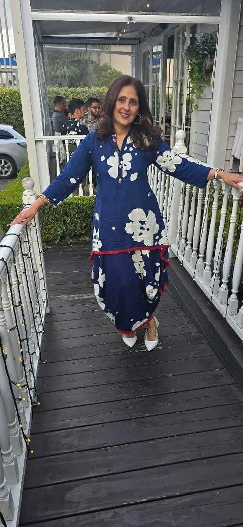 Blue Dhoti Skirt Dress