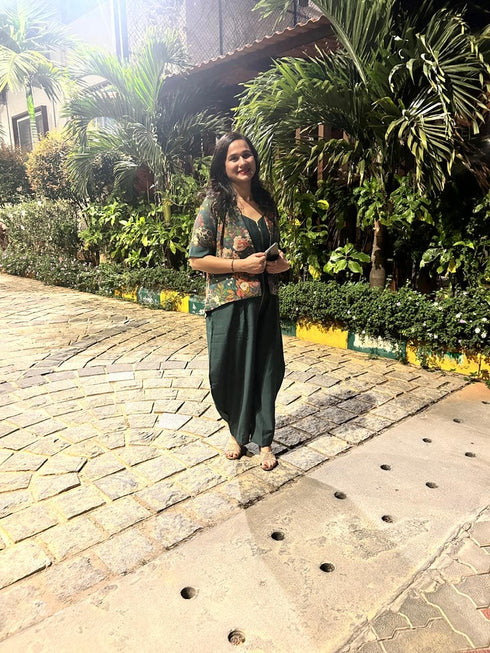 Printed Green Jumpsuit with Jacket