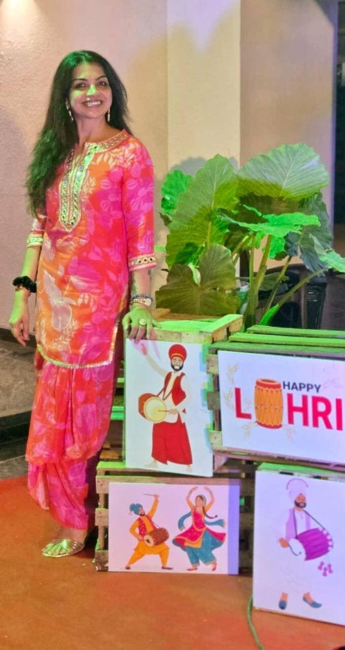 Punjabi Pink Dhoti Kurta Set