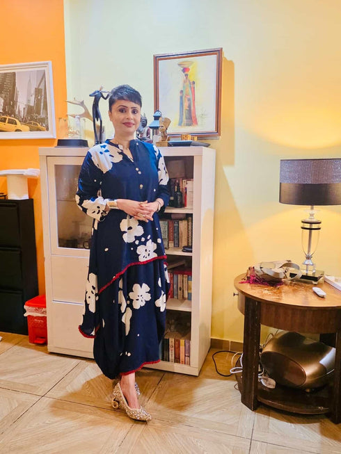 Blue Dhoti Skirt Dress