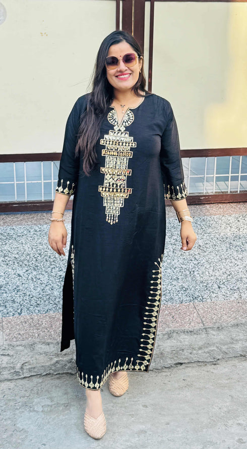 Party Black Kaftan Dress