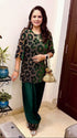 Green Velvet Cutwork 3 Piece Farshi Set
