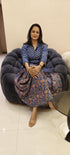 Jaipuri Blue Drape Skirt Set For Women