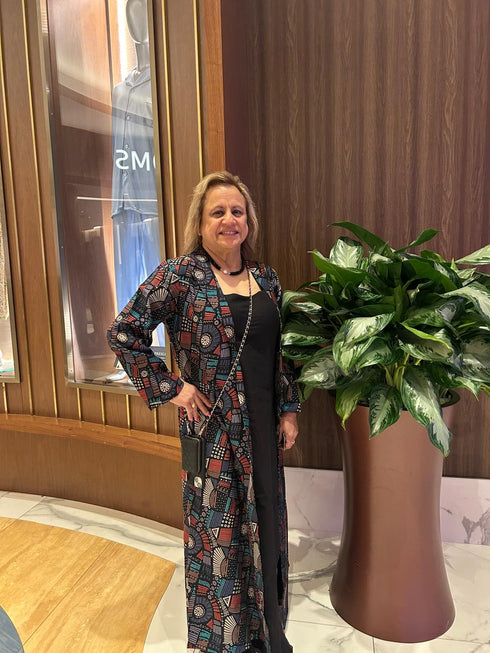 Black Dress with Printed Jacket