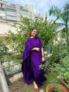 Purple Crepe Draped One-Piece Dress