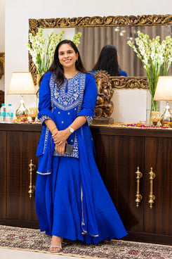 Royal Blue Embroidery Jumpsuit