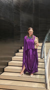 Purple Crepe Draped One-Piece Dress