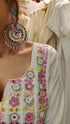 Off White Mirror Embroidered Kurta Set with Lace Detailing