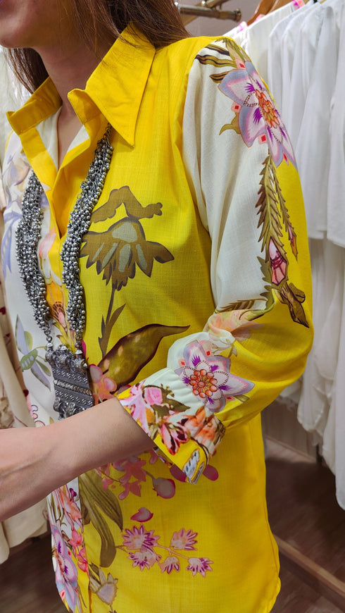 Printed Yellow Floral Coord Set