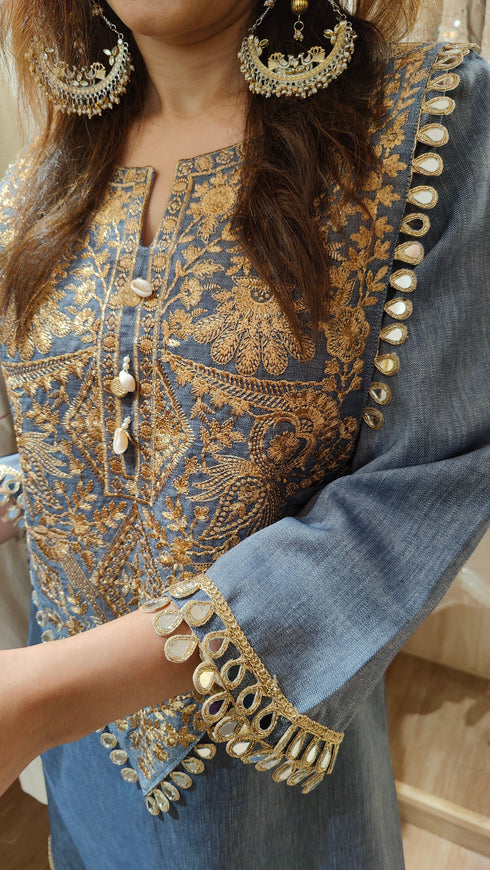 Denim Gold Kaftan Dress