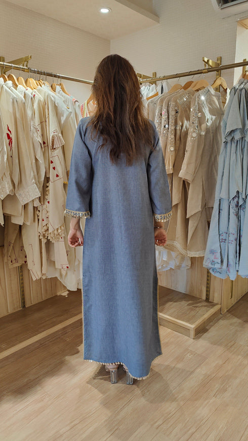 Denim Gold Kaftan Dress