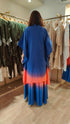 Ombre Blue Peach Dress With Cape