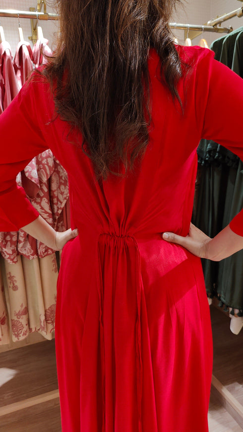 Red Coord Set with Necklaces