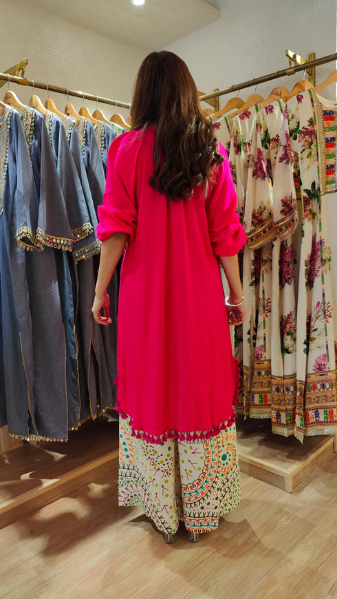 Long Pink Kurta With Printed Pant