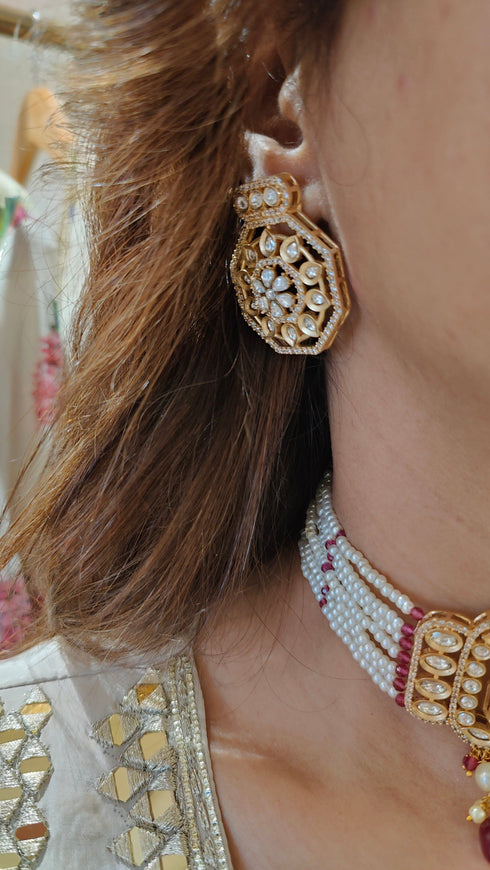 Champagne Grey Mirror Embroidered Sharara Set