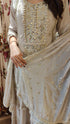 Champagne Grey Mirror Embroidered Sharara Set