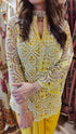 Yellow Cutwork Kurta with Dhoti and Singlet
