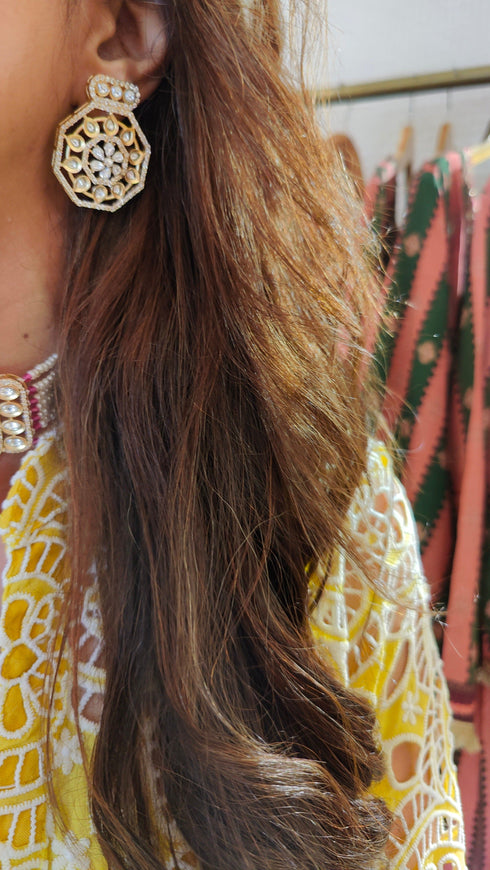 Yellow Cutwork Kurta with Dhoti and Singlet