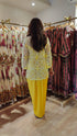 Yellow Cutwork Kurta with Dhoti and Singlet