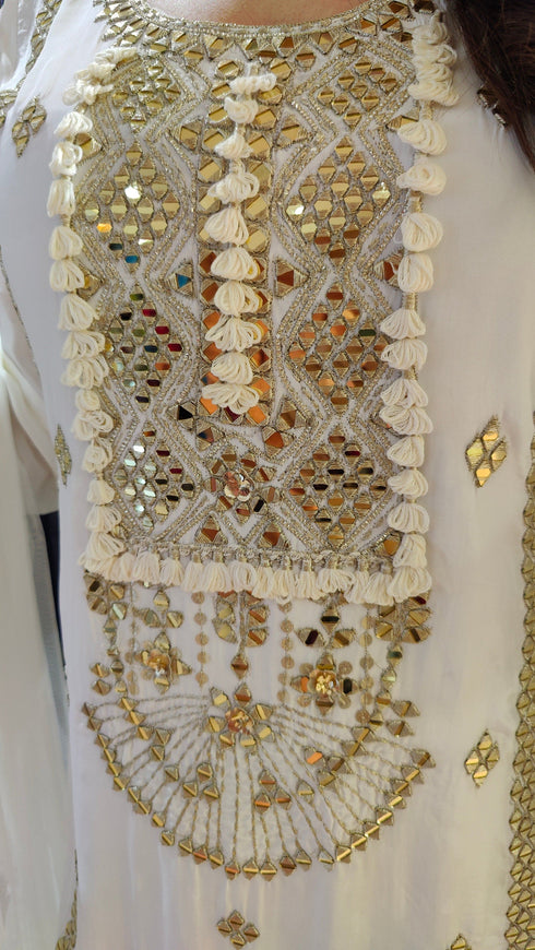 Snow White Embroidered Sharara Set