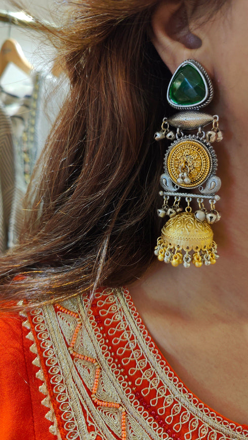 Rust Orange Set with Embroidered Yoke