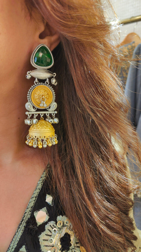 Mint Green And Black Farshi Set with Tassels