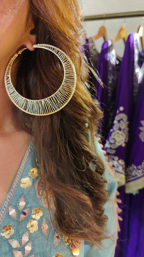 Blue Pink Embroidered Top With Kali Pants