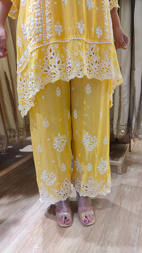Yellow Cutwork Chikan Hand Embroidery Set