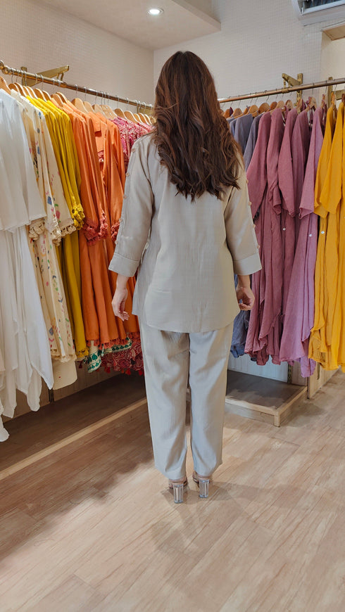 Coffee Brown Coord Set With Floral 3D Applique