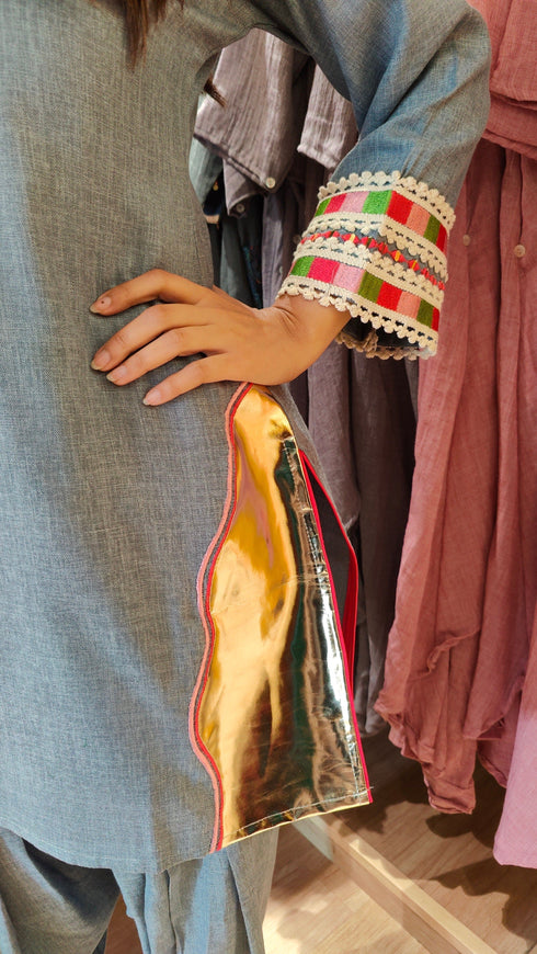 Gold Leather Yoke Farshi Set