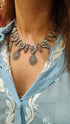 Ethnic Silver Look Statement Necklace