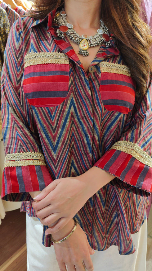 Maroon Chevron Shirt Coord Set