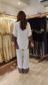 Cream Brown Leather Patchwork Farshi Set