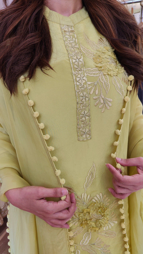 Lime Green Shimmer Farshi Set with Duppatta