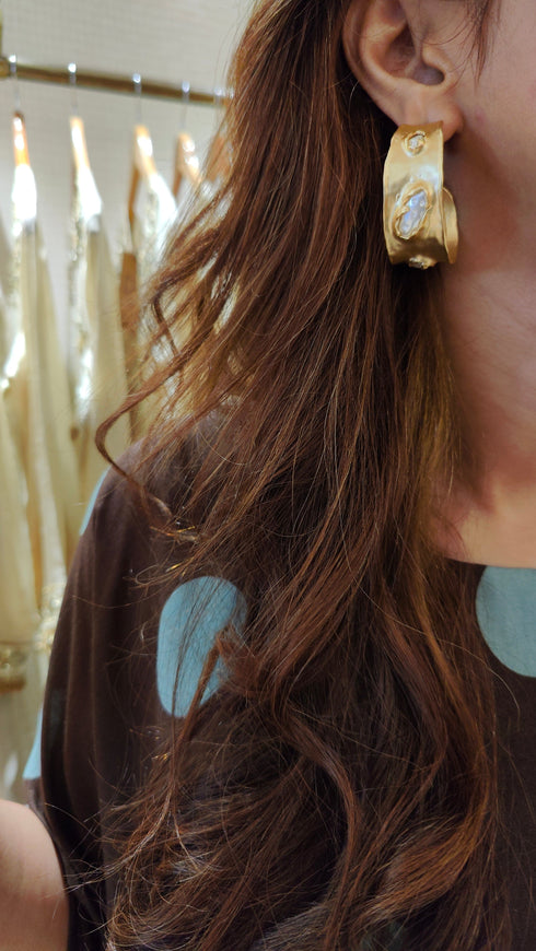 Brown Slit Sleeve Top with Dhoti Skirt