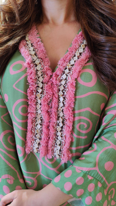 Green Pink Farshi Set for Summers