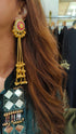 Pink Gold Long Kashmiri Earrings