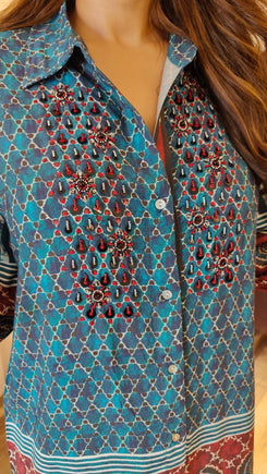 Blue Ajrakh Coord Set