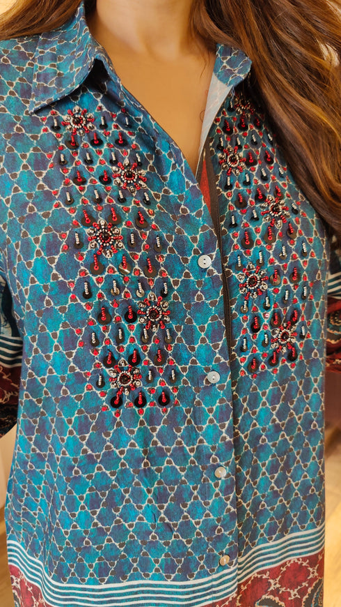 Blue Ajrakh Coord Set