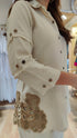 Off White Coord Set with Brown Cutwork and Panel Sleeves
