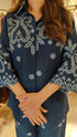 Schiffli Embroidered Blue Shirt Coord Set