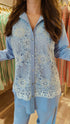Powder Blue Embellished Cutwork Coord Set
