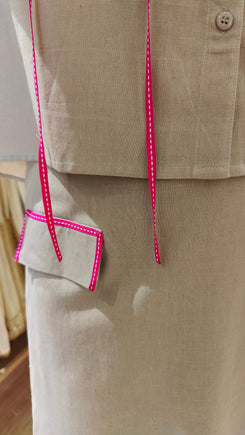 Beige Flap Pant Ribbon Coord Set - view 8