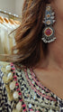 Rectangular Handcrafted Pink Stone Drop Earrings