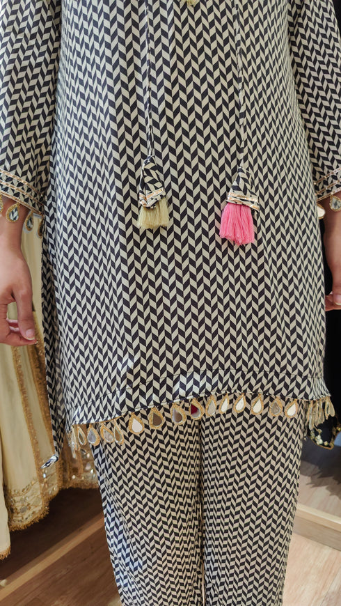 Black White Pink Coord Set